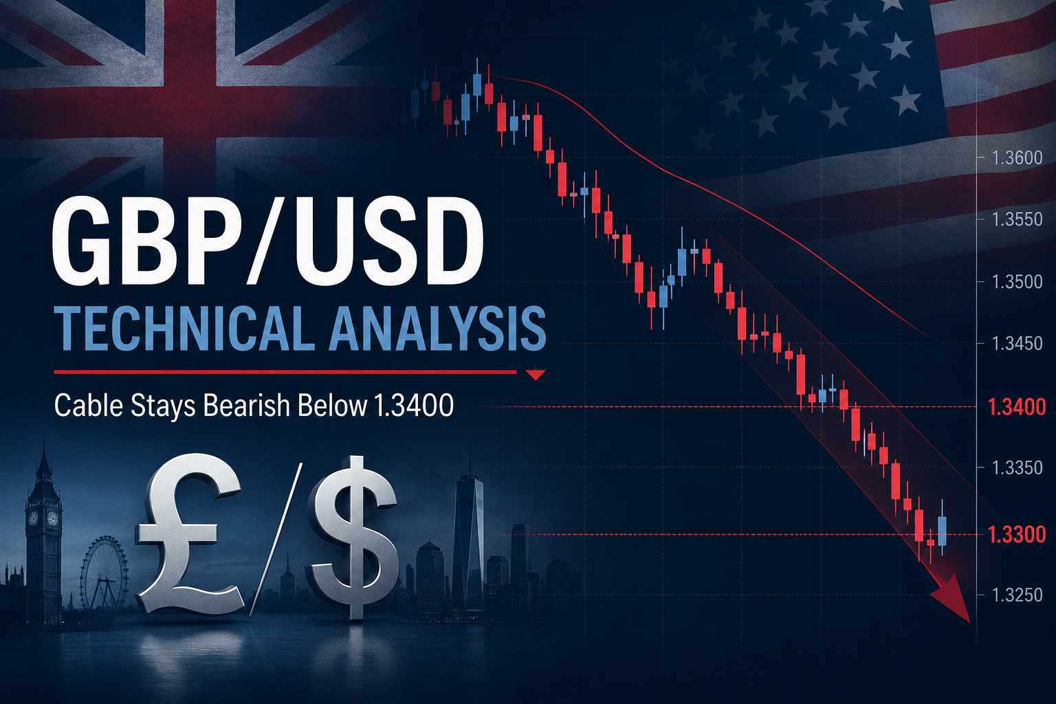 GBP/USD техникийн шинжилгээ: Кэйбл 1.3400-ын доор буурах хандлагатай хэвээр байна