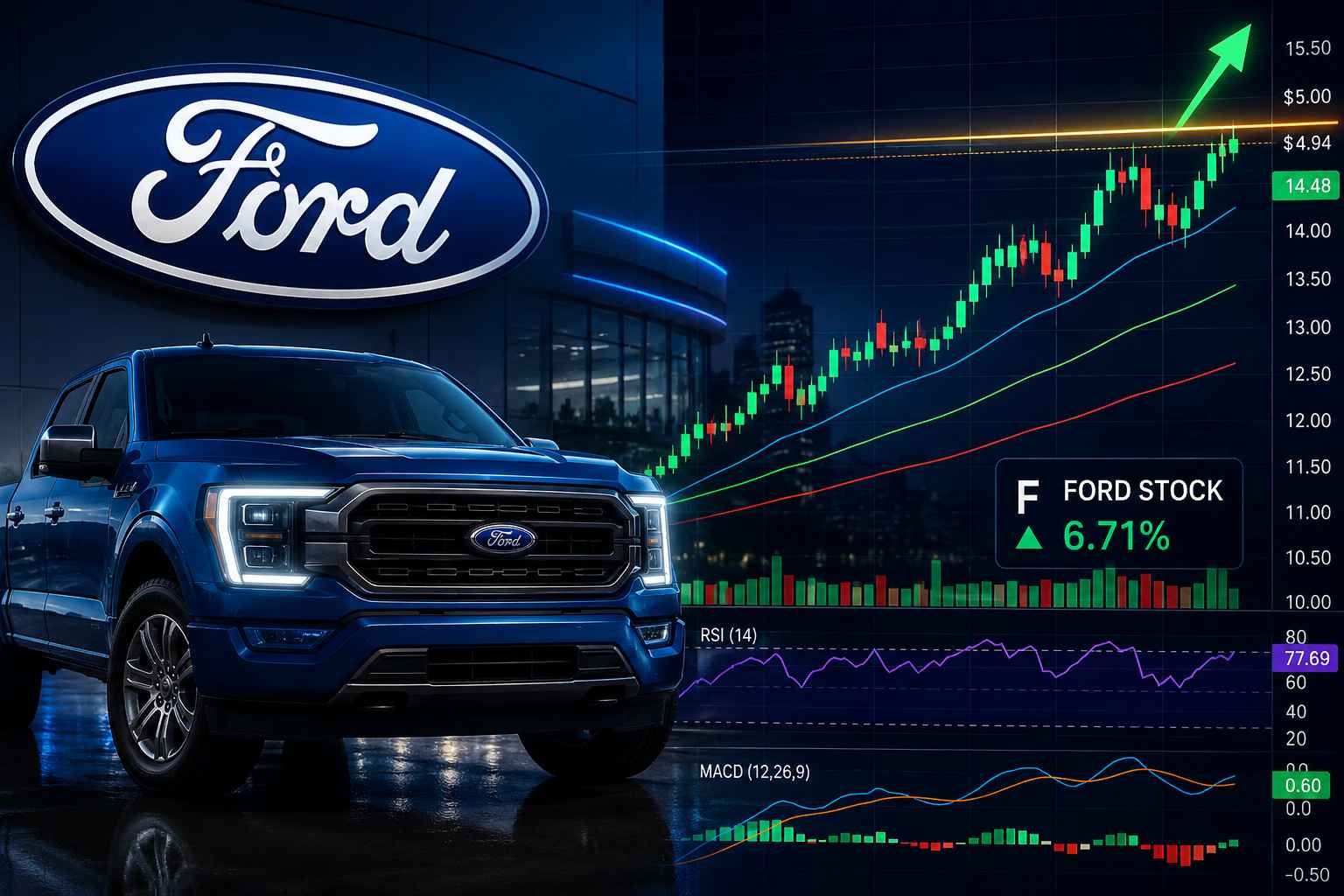 บทวิเคราะห์ทางเทคนิคของหุ้น Ford: ราคาหุ้น F จะทะลุ 15 ดอลลาร์ได้หรือไม่?