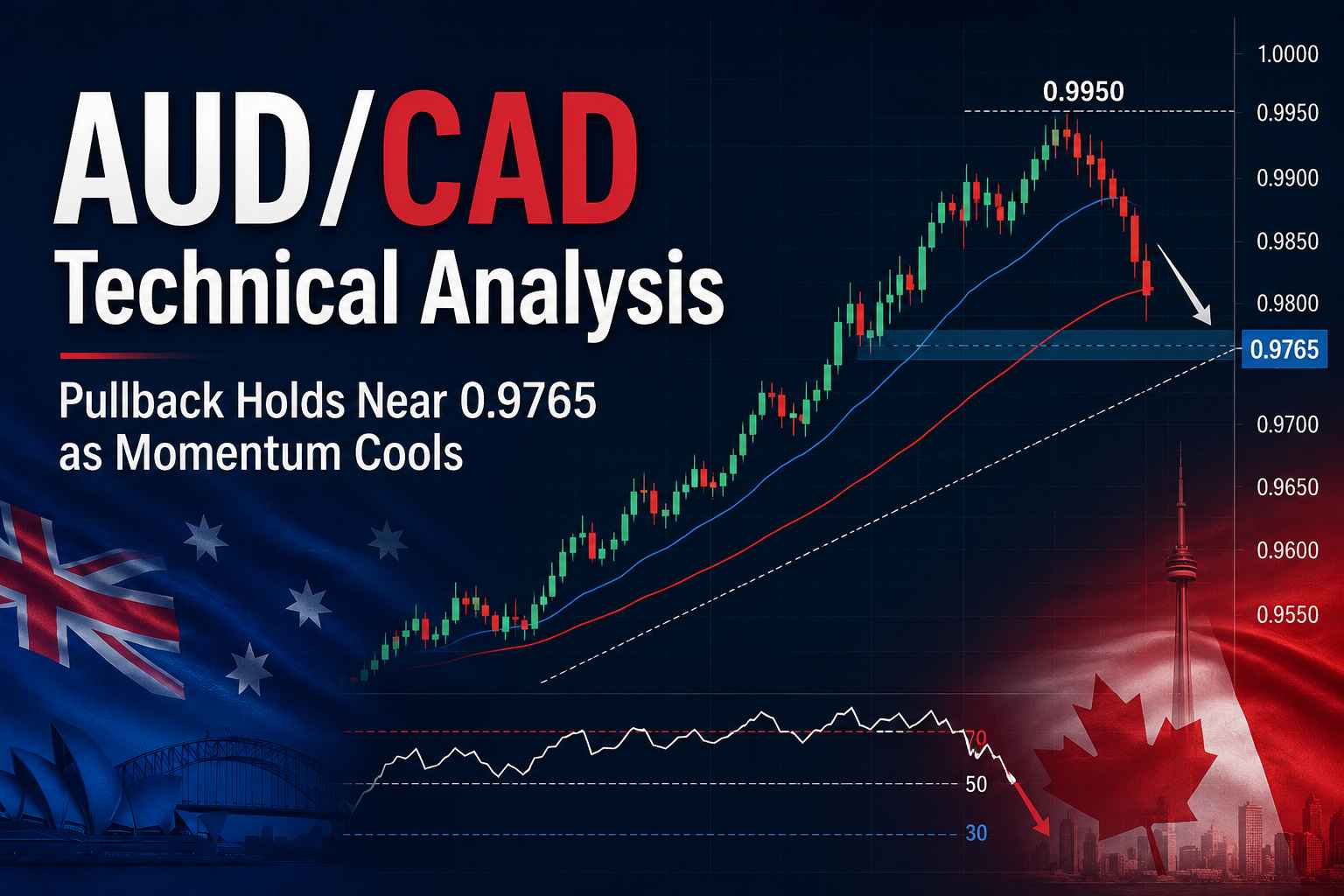 Análisis técnico del AUD/CAD: El retroceso se mantiene cerca de 0,9765 mientras se enfría el impulso.