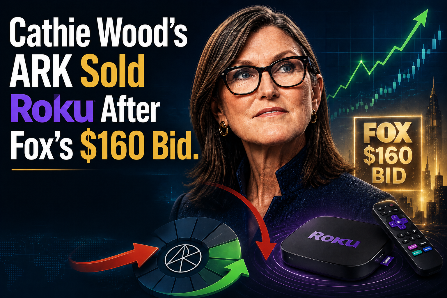 A ARK de Cathie Wood vendeu a Roku após a oferta de US$ 160 da Fox. Rebalanceamento ou alta perdida?