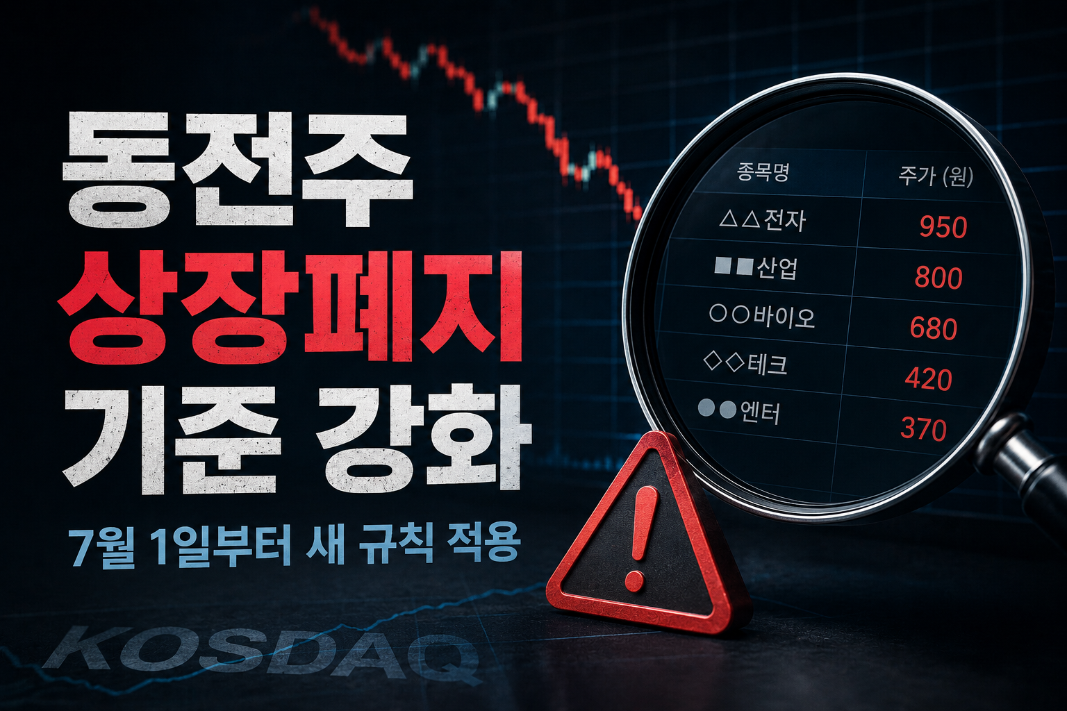 동전주 상장폐지 7월 1일 시행 | 코스닥 퇴출 요건·절차·투자자 점검법