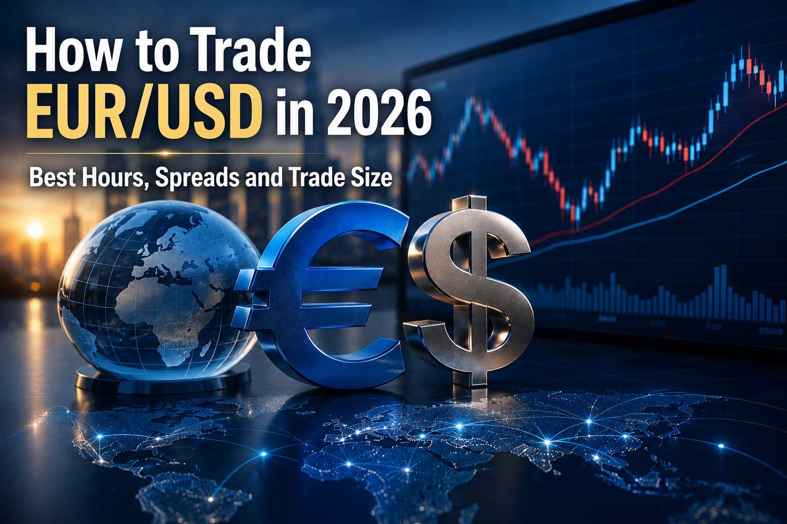 كيفية التداول على EUR/USD في 2026: أفضل ساعات التداول، فروق الأسعار وحجم الصفقة