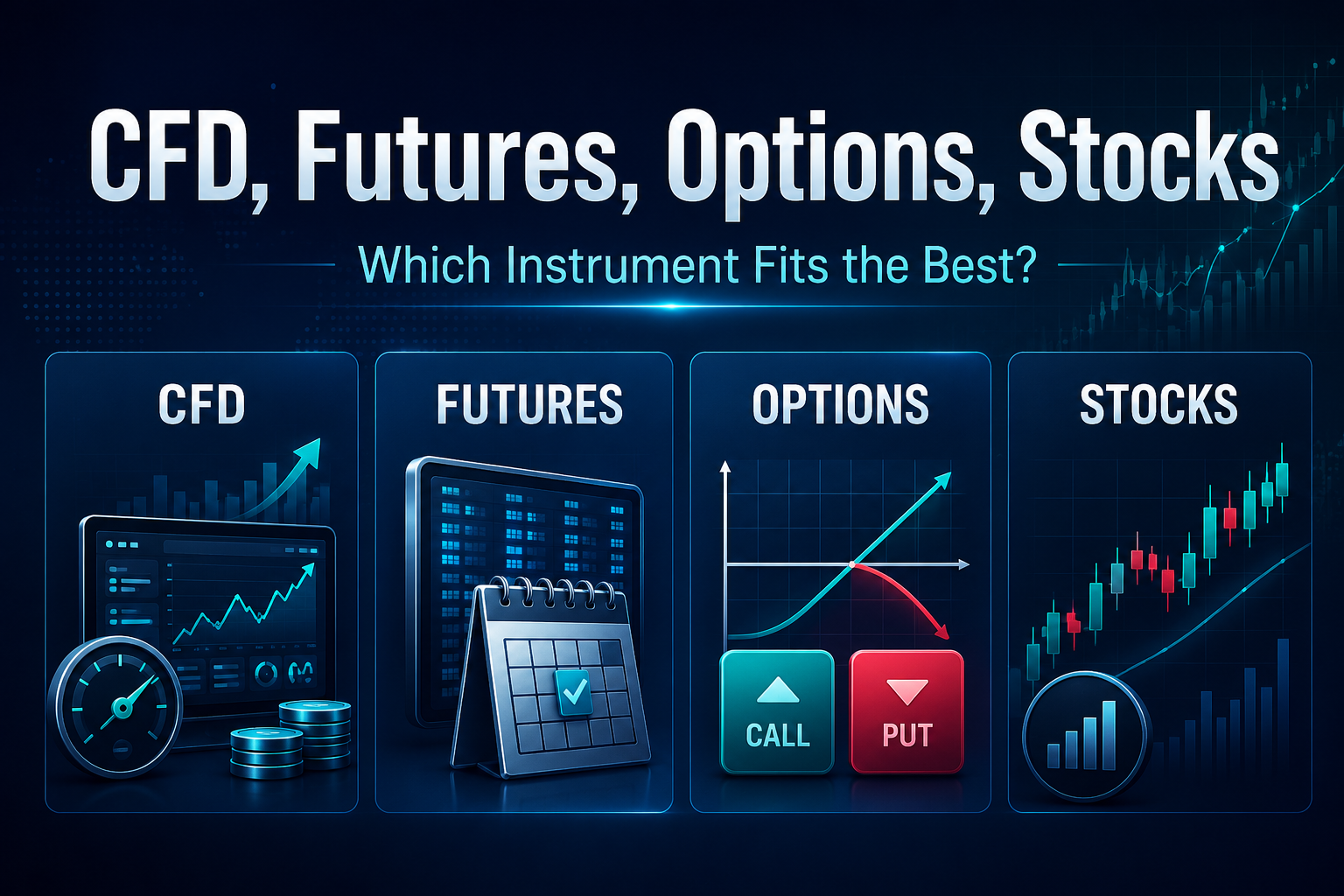 CFD, Futuros, Opciones, Acciones: ¿Qué instrumento se adapta mejor a sus necesidades?
