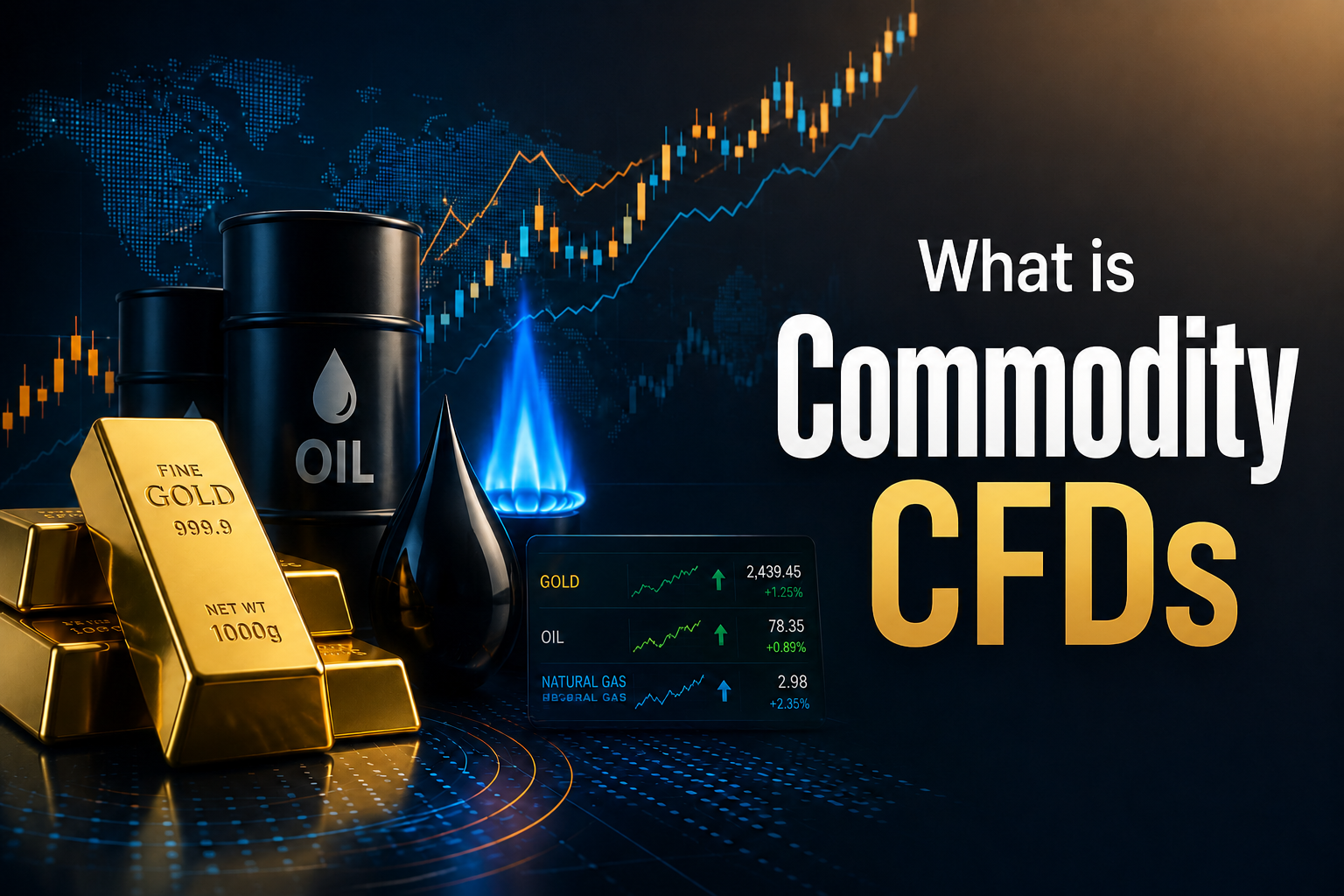 CFDs de commodities explicados: ouro, petróleo, preços futuros e rolagem