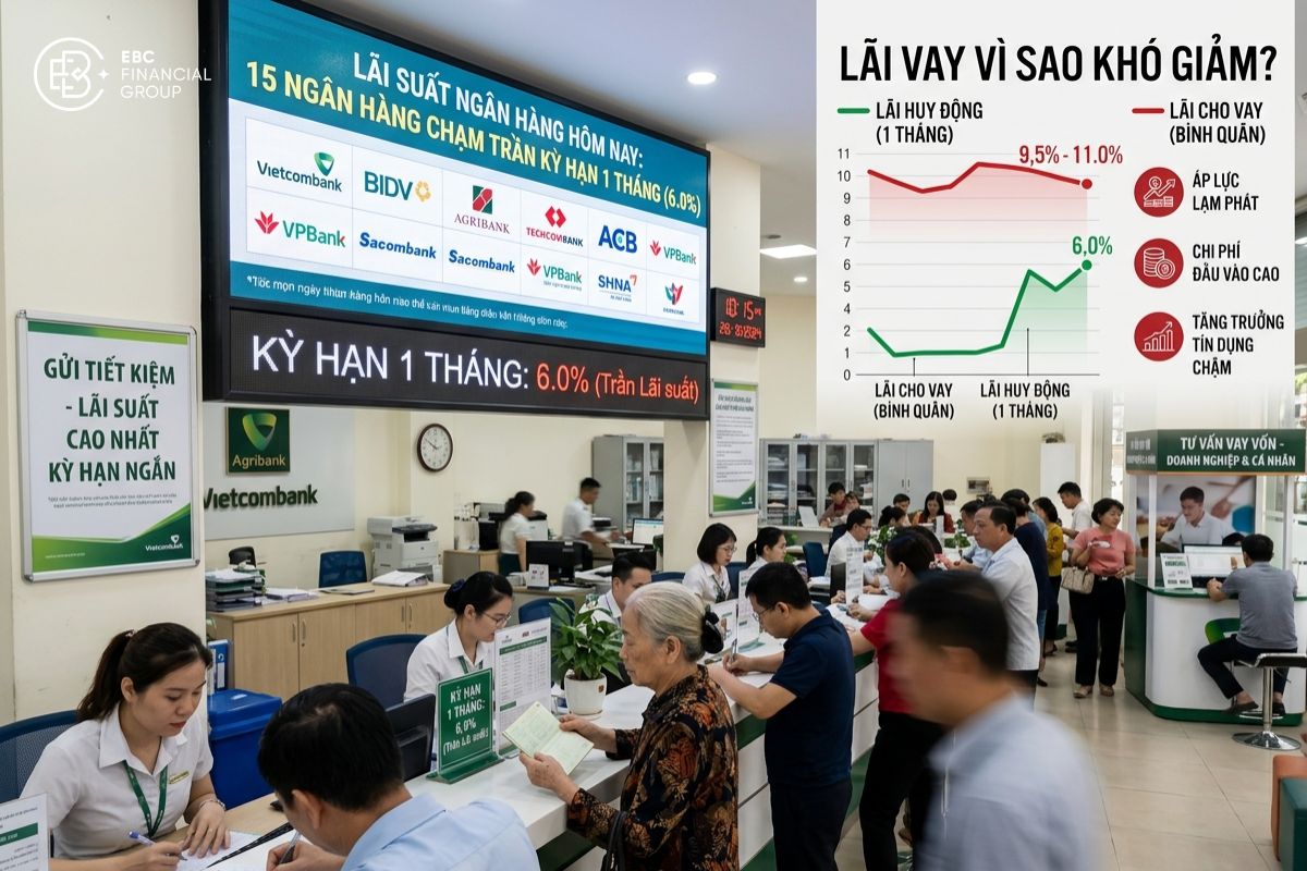Lãi suất ngân hàng hôm nay: 15 ngân hàng chạm trần 1 tháng, lãi vay vì sao khó giảm?