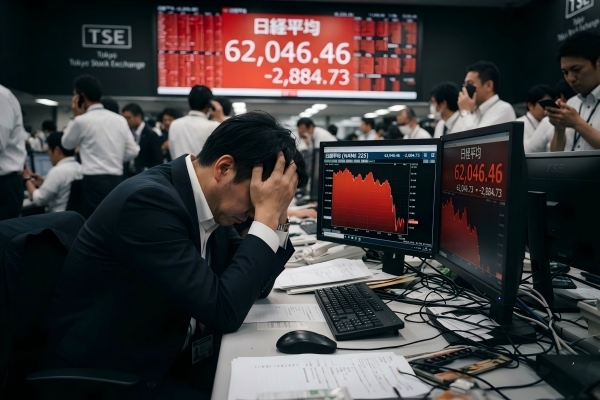 日経平均株価が2,000円暴落：米ハイテク安が東京市場を直撃