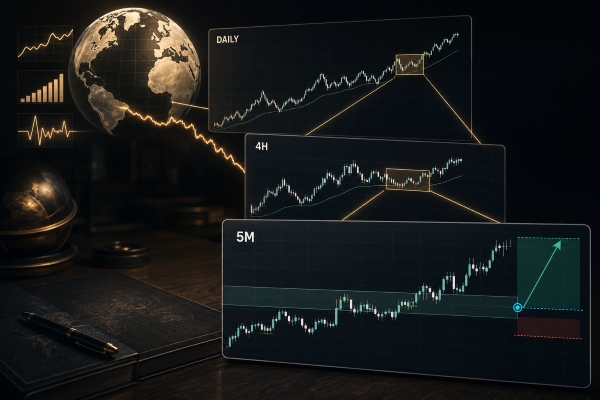 วางแผนเทรดแบบ Top-Down Analysis: จากภาพใหญ่เศรษฐกิจ สู่จุดเข้า 5 นาที