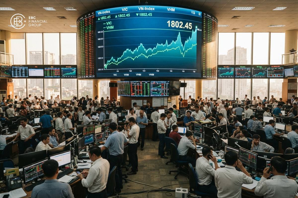 VN-Index vượt 1.800 điểm: VIC, VHM kéo chỉ số nhưng dòng tiền vẫn yếu